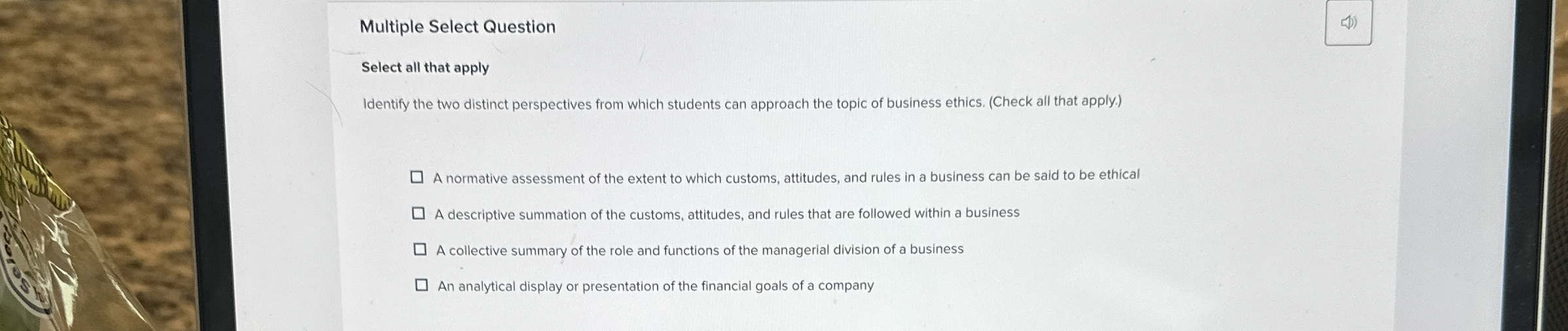  Multiple Select Question Select all that apply Identify the two distinct