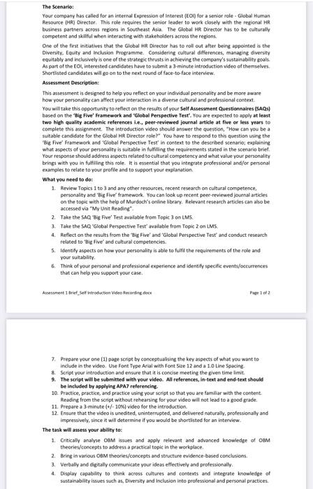  The Scenario: Your company has called for an internal Expression of