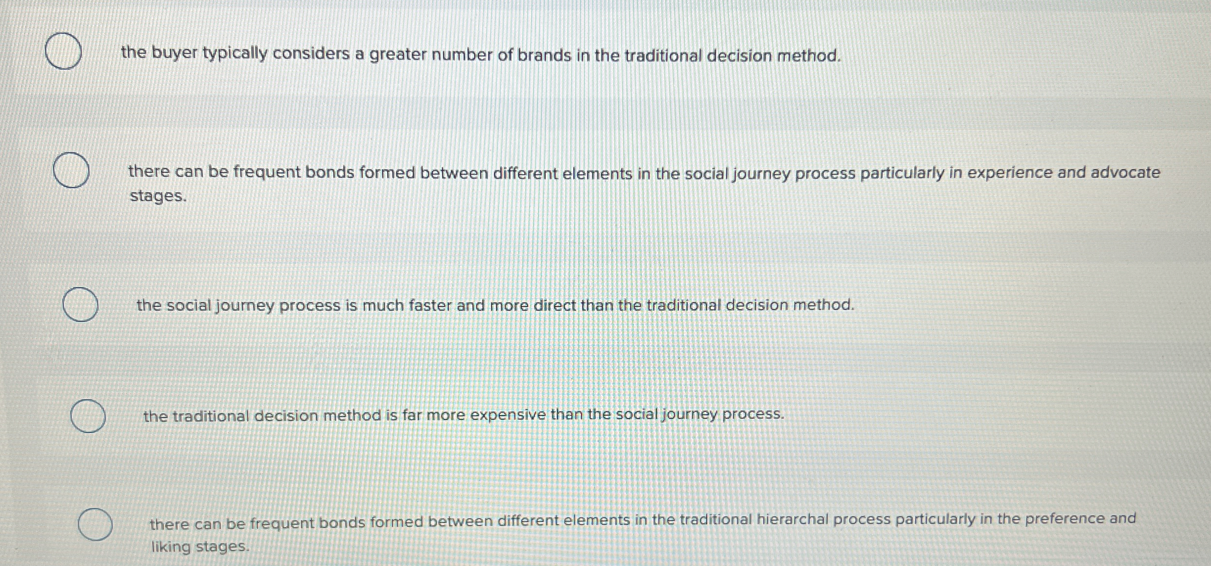  A significant difference between traditional hierarchy theory and social consumer decision