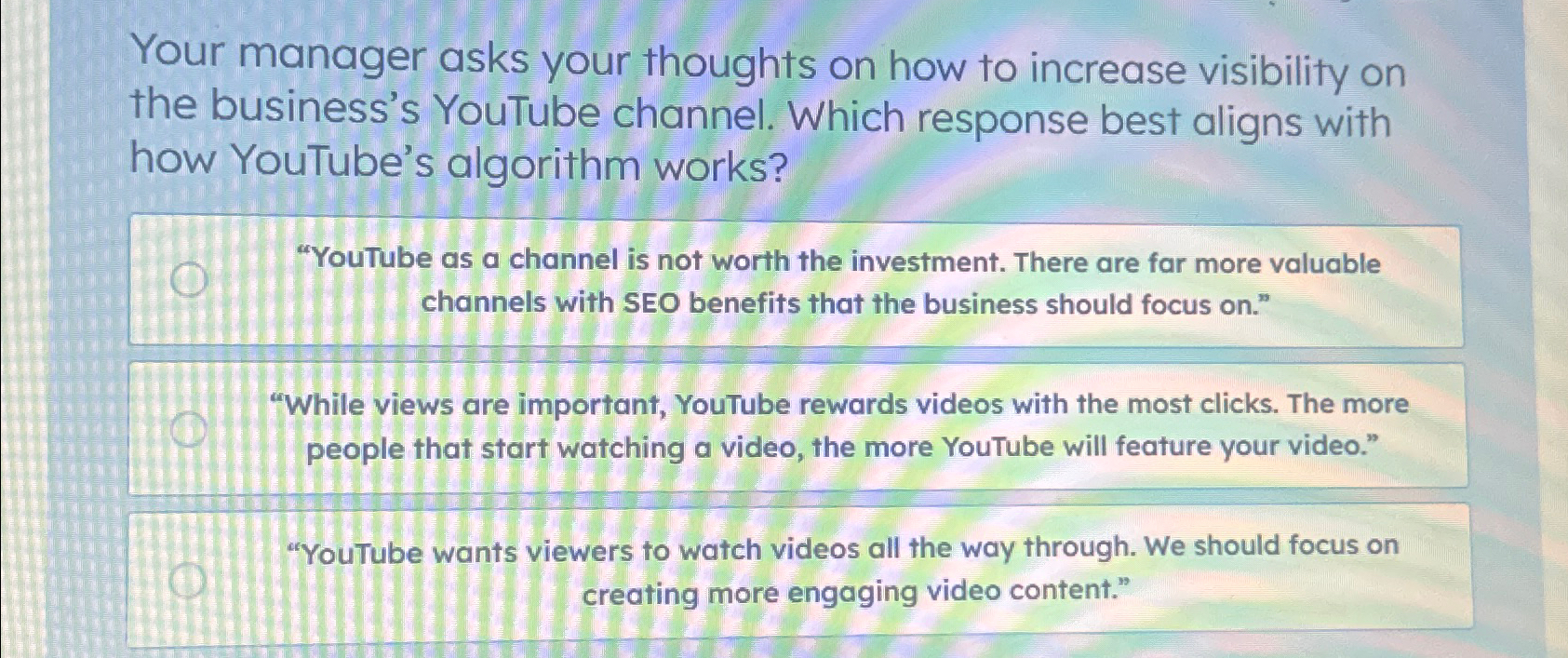  Your manager asks your thoughts on how to increase visibility on