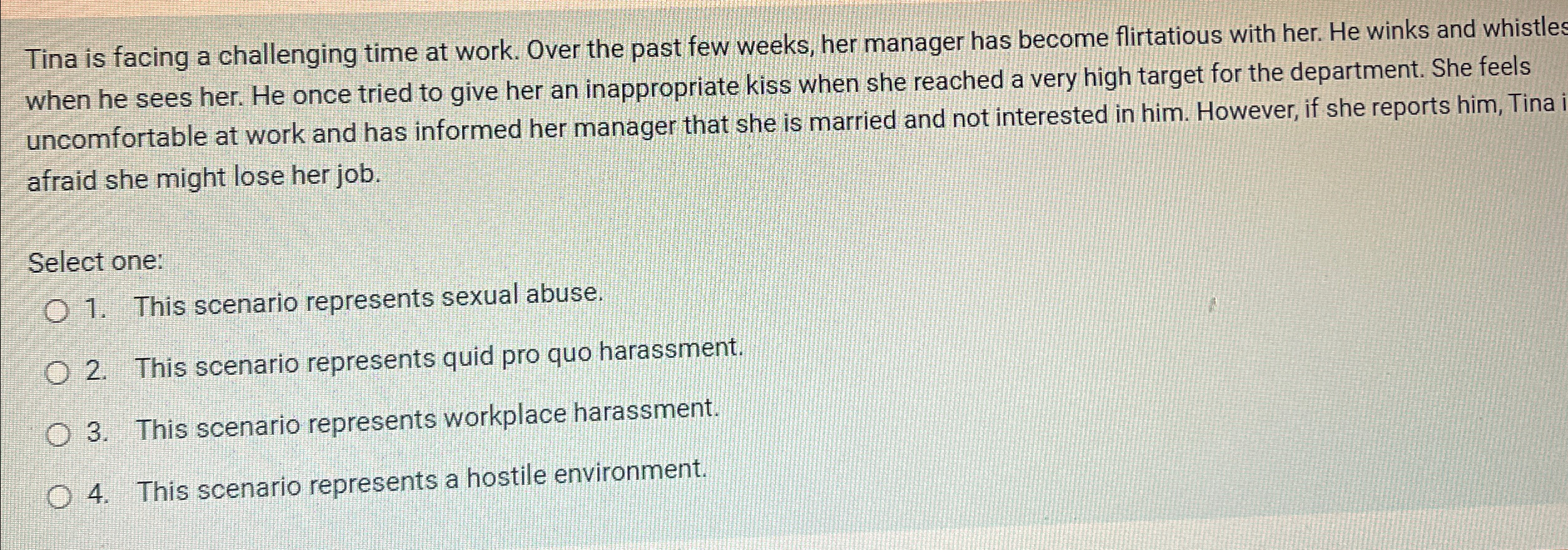  Tina is facing a challenging time at work. Over the past