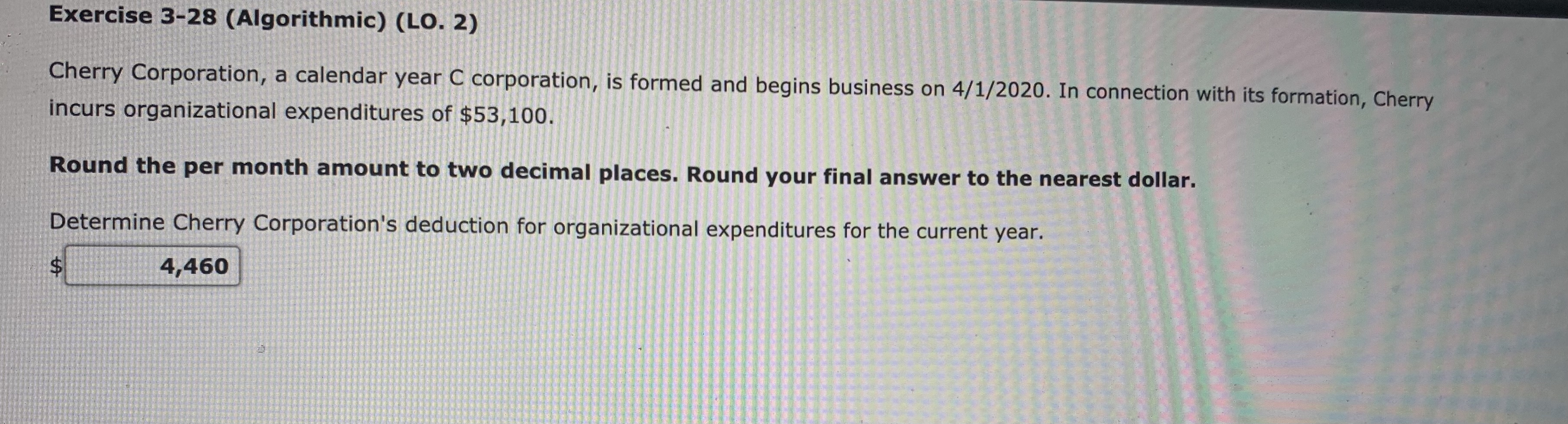 Exercise 3-28 (Algorithmic) (LO. 2) Cherry Corporation, a calendar year C