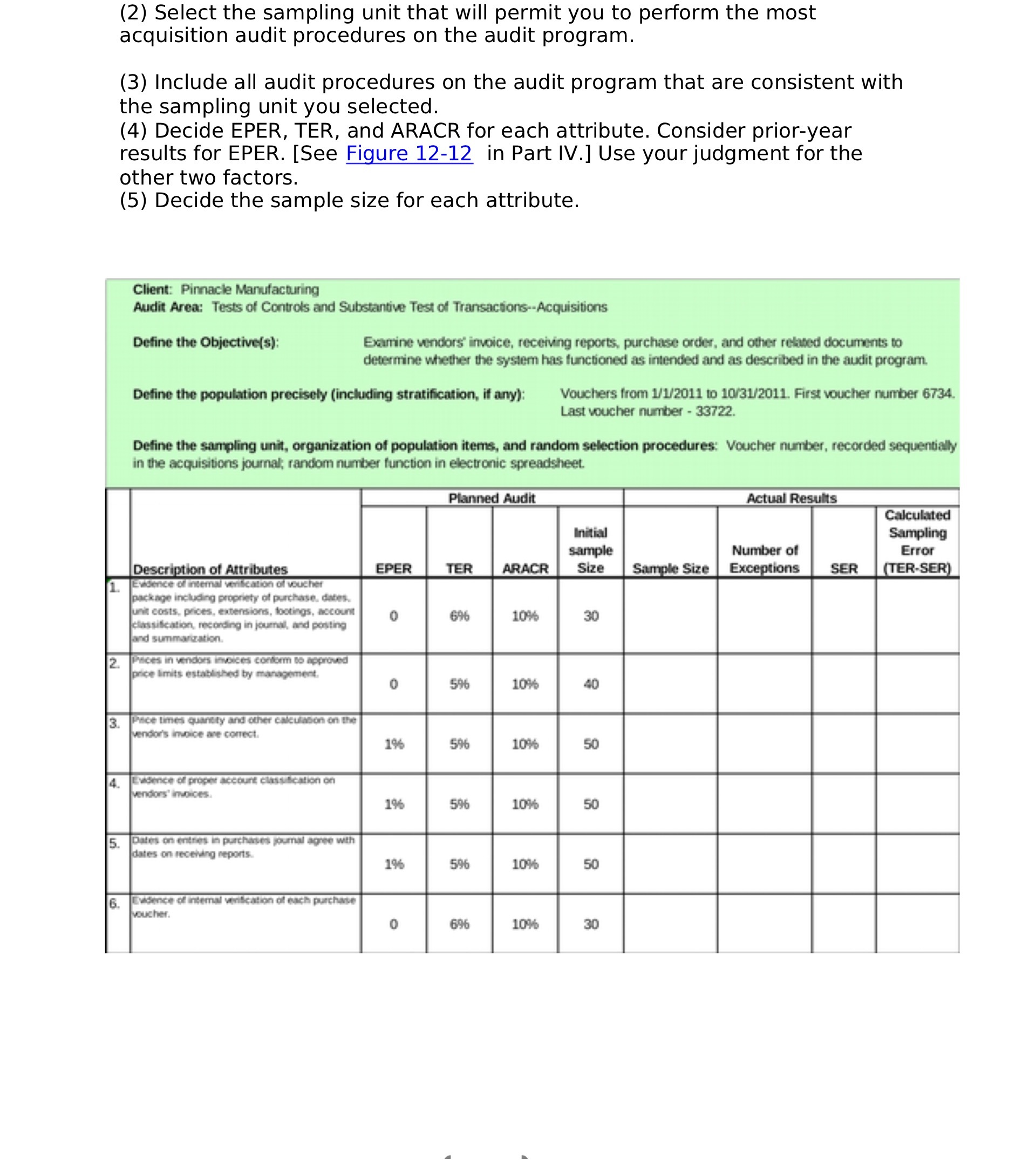  (2) Select the sampling unit that will permit you to perform