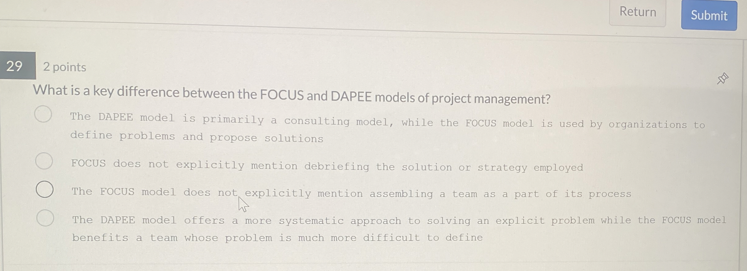  292 points What is a key difference between the FOCUS and