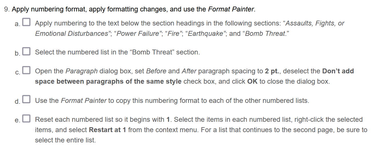 section headings. b. Select the first section heading ("Emergency Telephones [Blue Phones]").