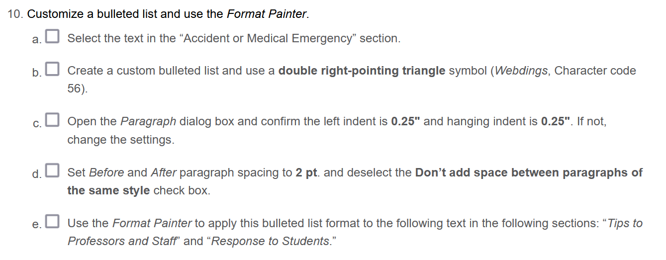 c. Change Before paragraph spacing to 12pt. and After paragraph spacing to