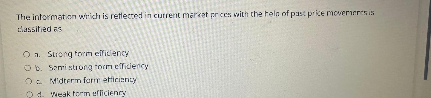  The information which is reflected in current market prices with the