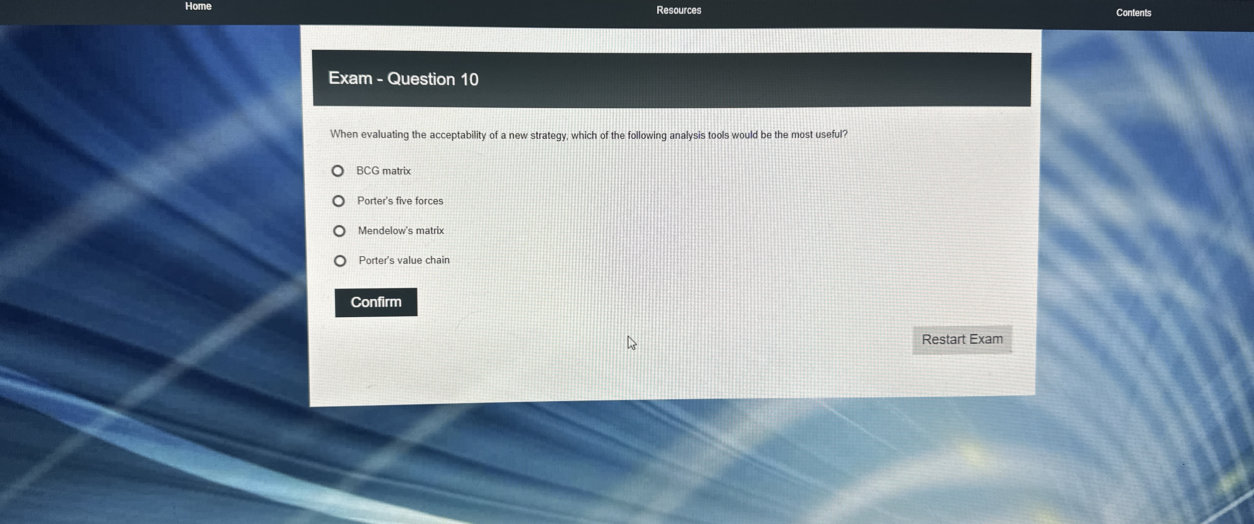  Home Resources Contents Exam - Question 10 When evaluating the acceptability