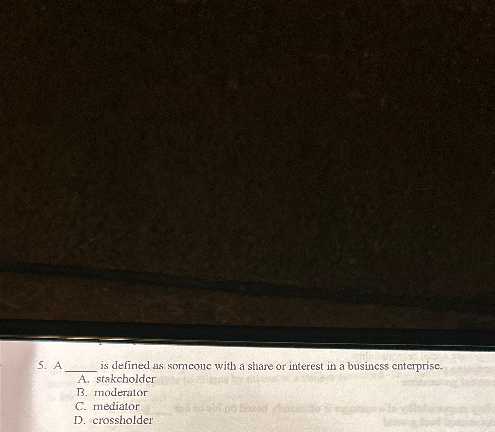  A q, is defined as someone with a share or interest