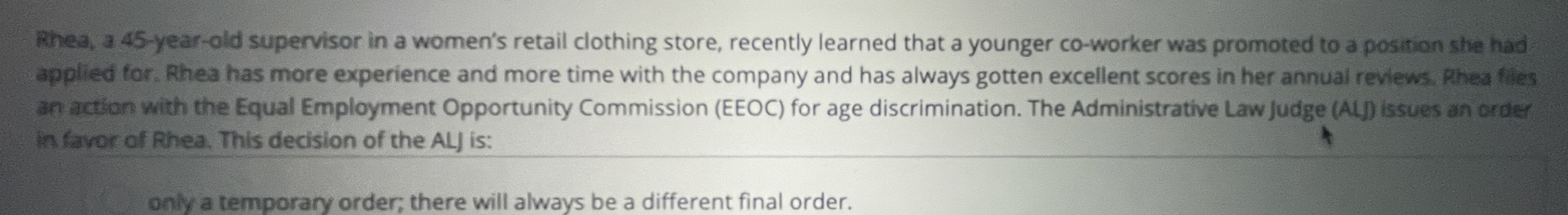  Rhea, a 45-year-old supervisor in a women's retail clothing store, recently