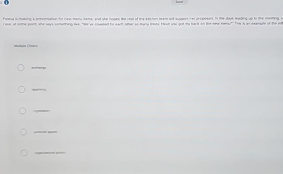  (i) Sarod Palesa is maing a presentation for new menu items,