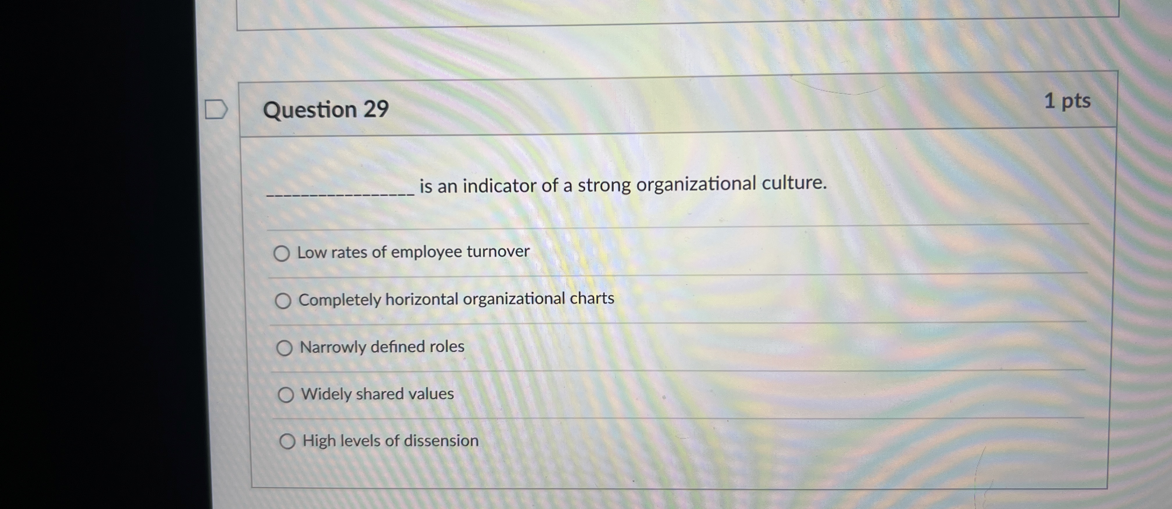  Question 29 1 pts q, is an indicator of a strong