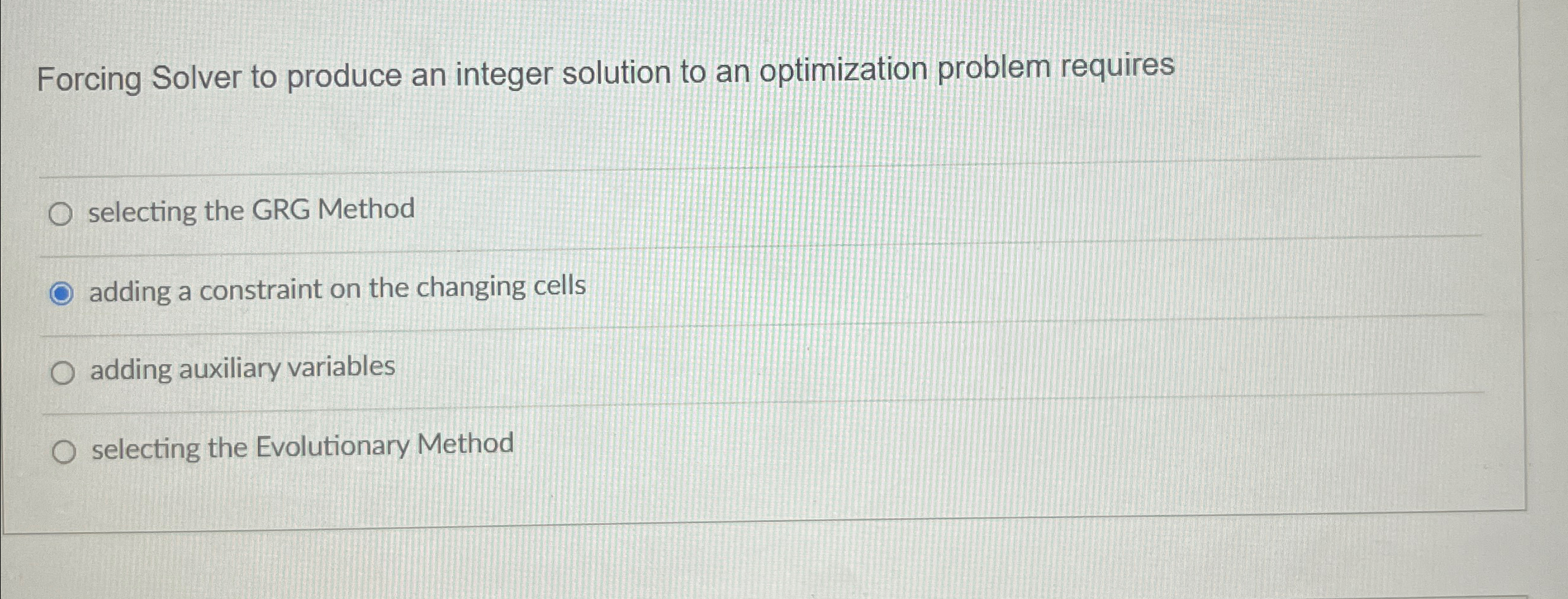  Forcing Solver to produce an integer solution to an optimization problem