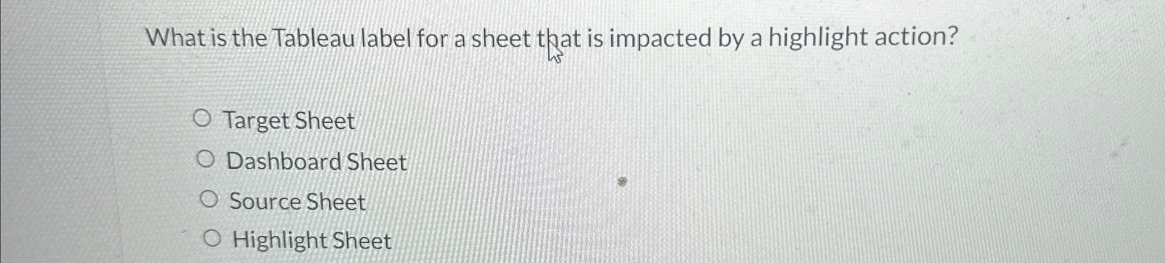  What is the Tableau label for a sheet that is impacted