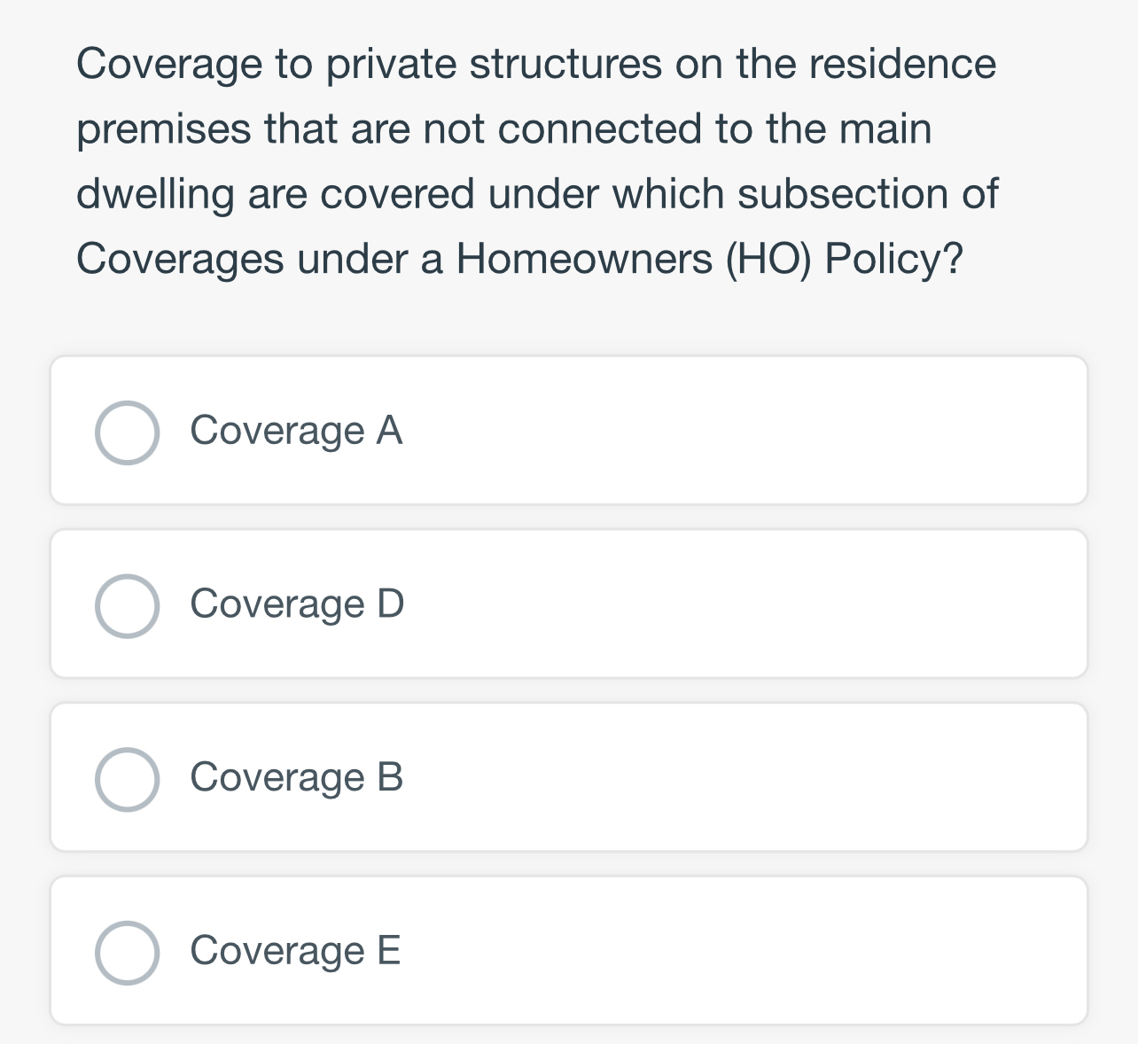  Coverage to private structures on the residence premises that are not