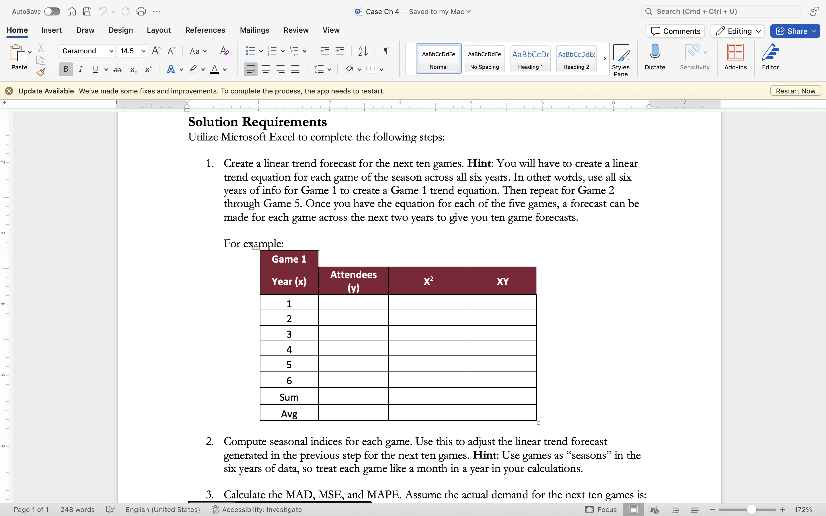  Solution Requirements Utilize Microsoft Excel to complete the following steps: Create