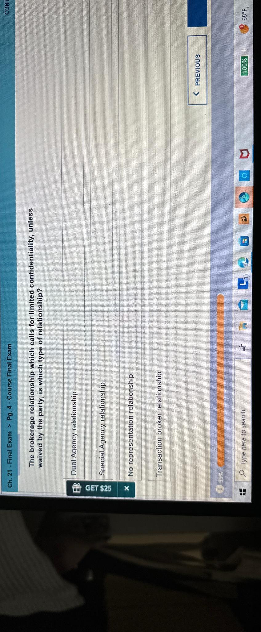  Ch.21- Final Exam >Pg.4- Course Final Exam The brokerage relationship which