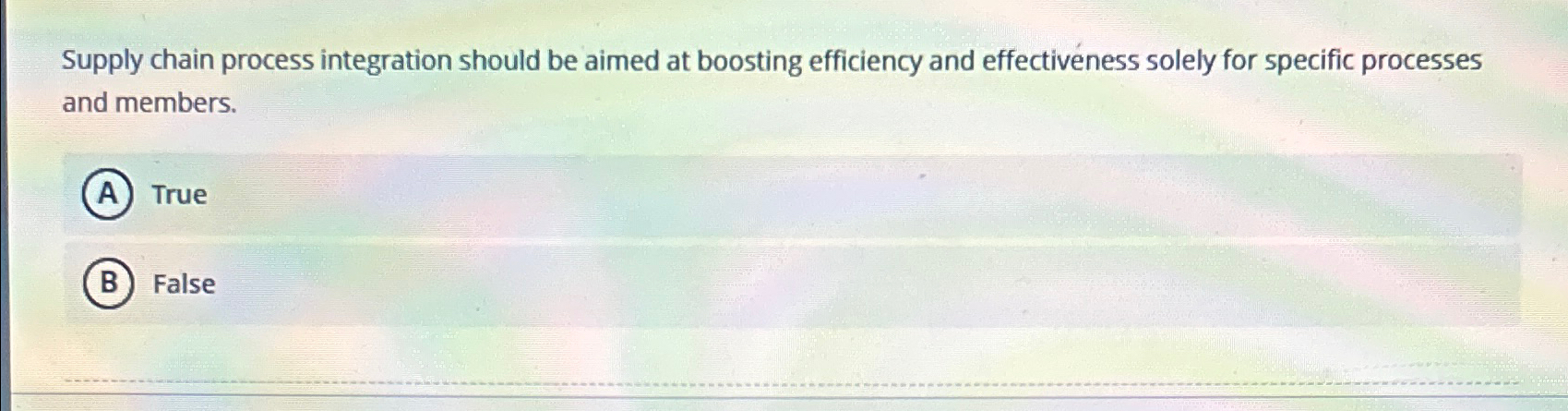  Supply chain process integration should be aimed at boosting efficiency and