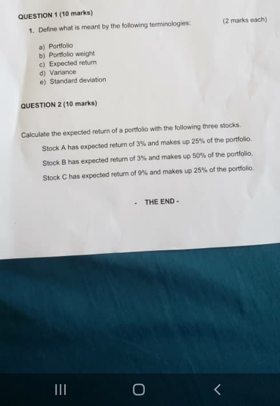 QUESTION 1 (10 marks) 1. Define what is meant by the