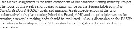 This week's assignment is the third component of our Standard Setting