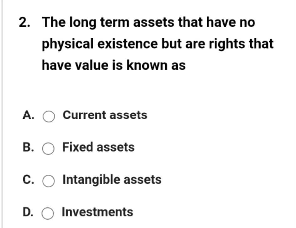 seen an attach 2. The long term assets that have no physical