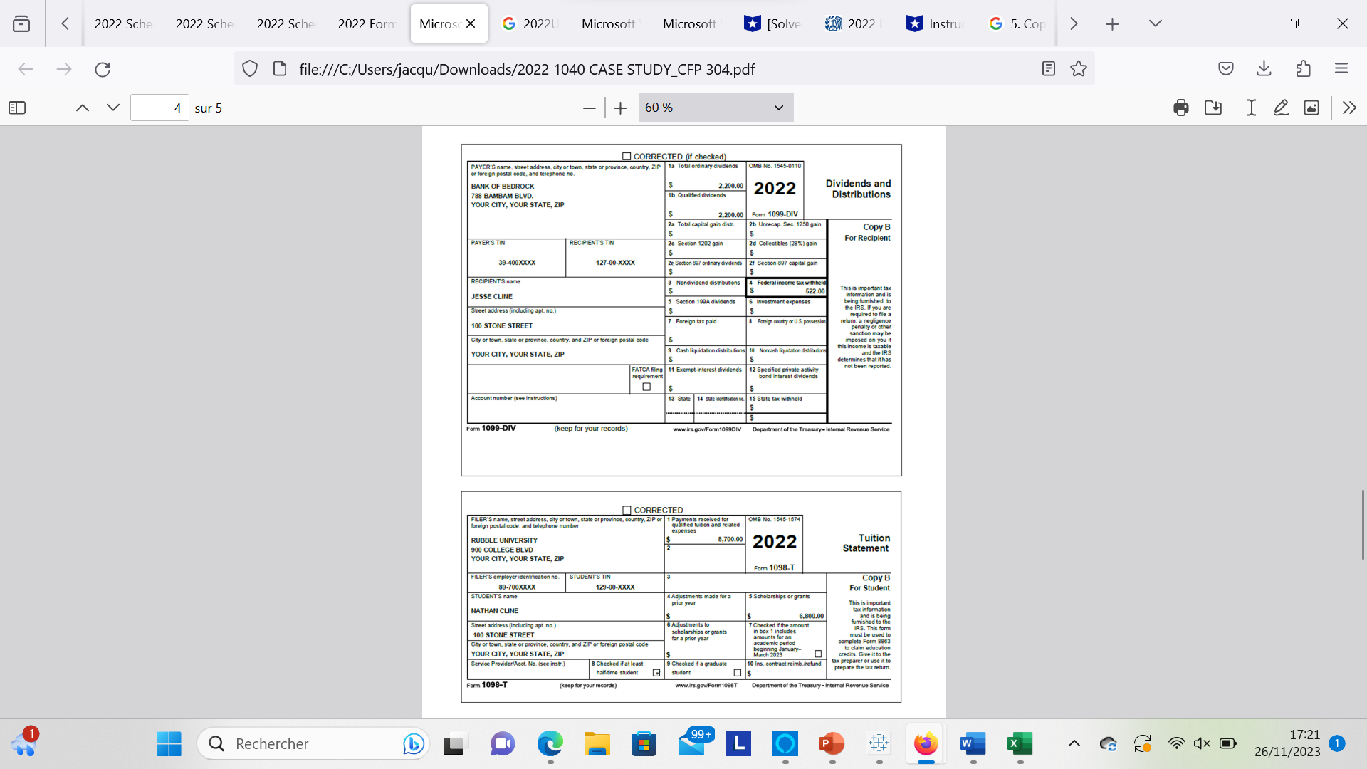 They elect to file Married Filing Jointly. Jesse is retired. He received