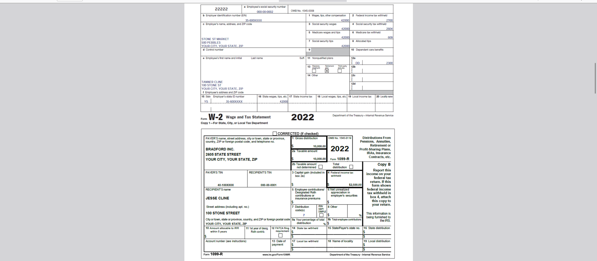 Social Security benefits and a pension. . Jesse and Tanner have one