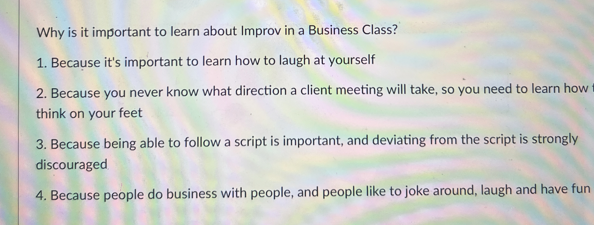  Why is it important to learn about Improv in a Business