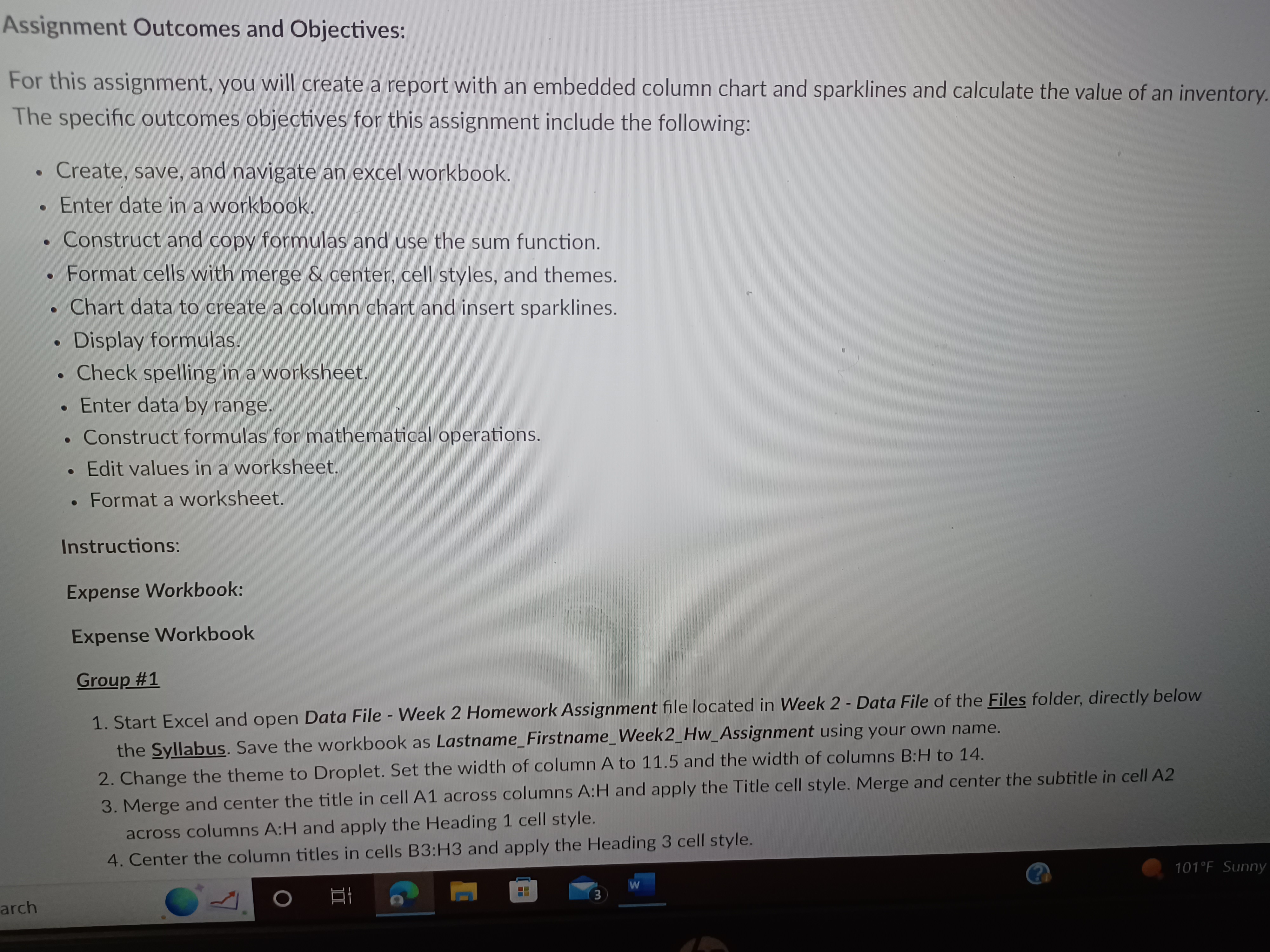 Assignment Outcomes and Objectives: For this assignment, you will create a