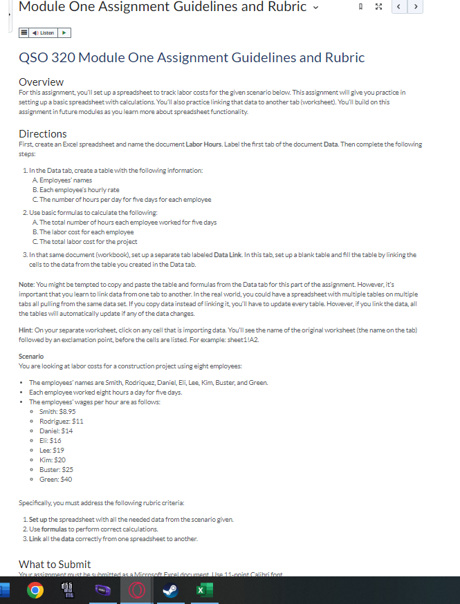  Module One Assignment Guidelines and Rubric QSO 320 Module One Assignment