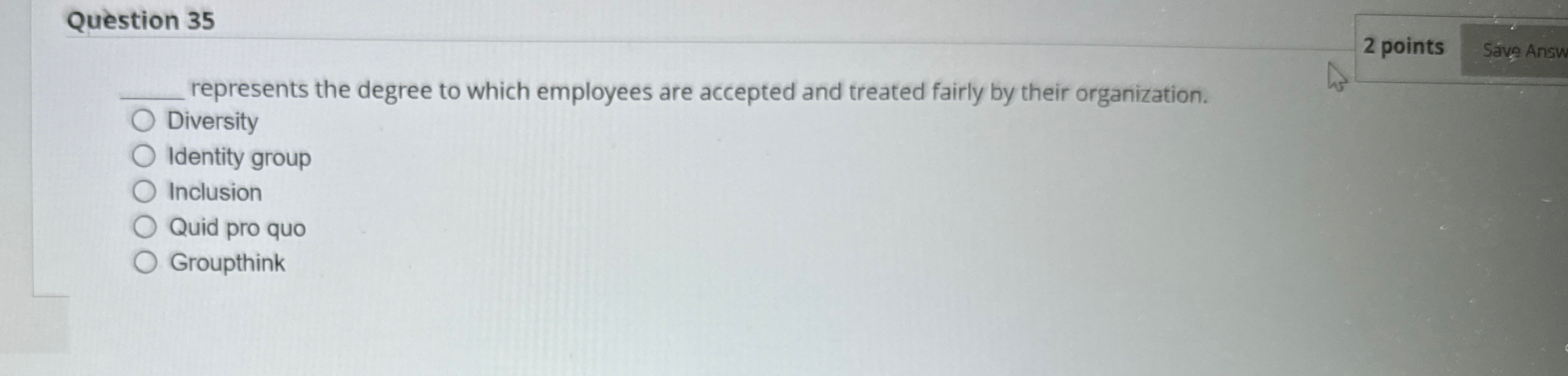  Question 35 2 points q, represents the degree to which employees