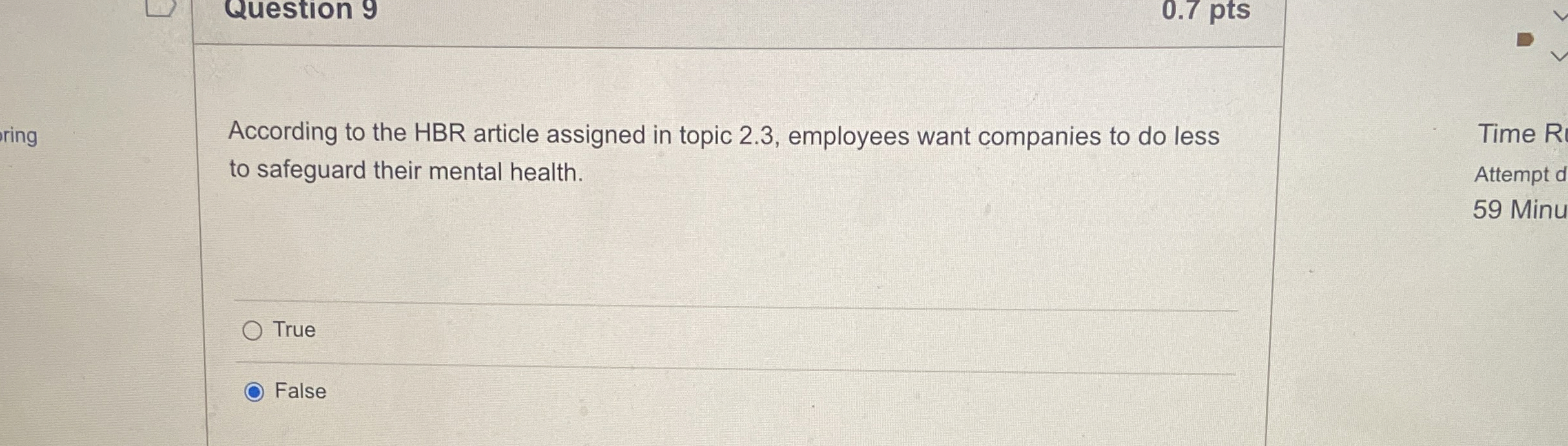  According to the HBR article assigned in topic 2.3, employees want