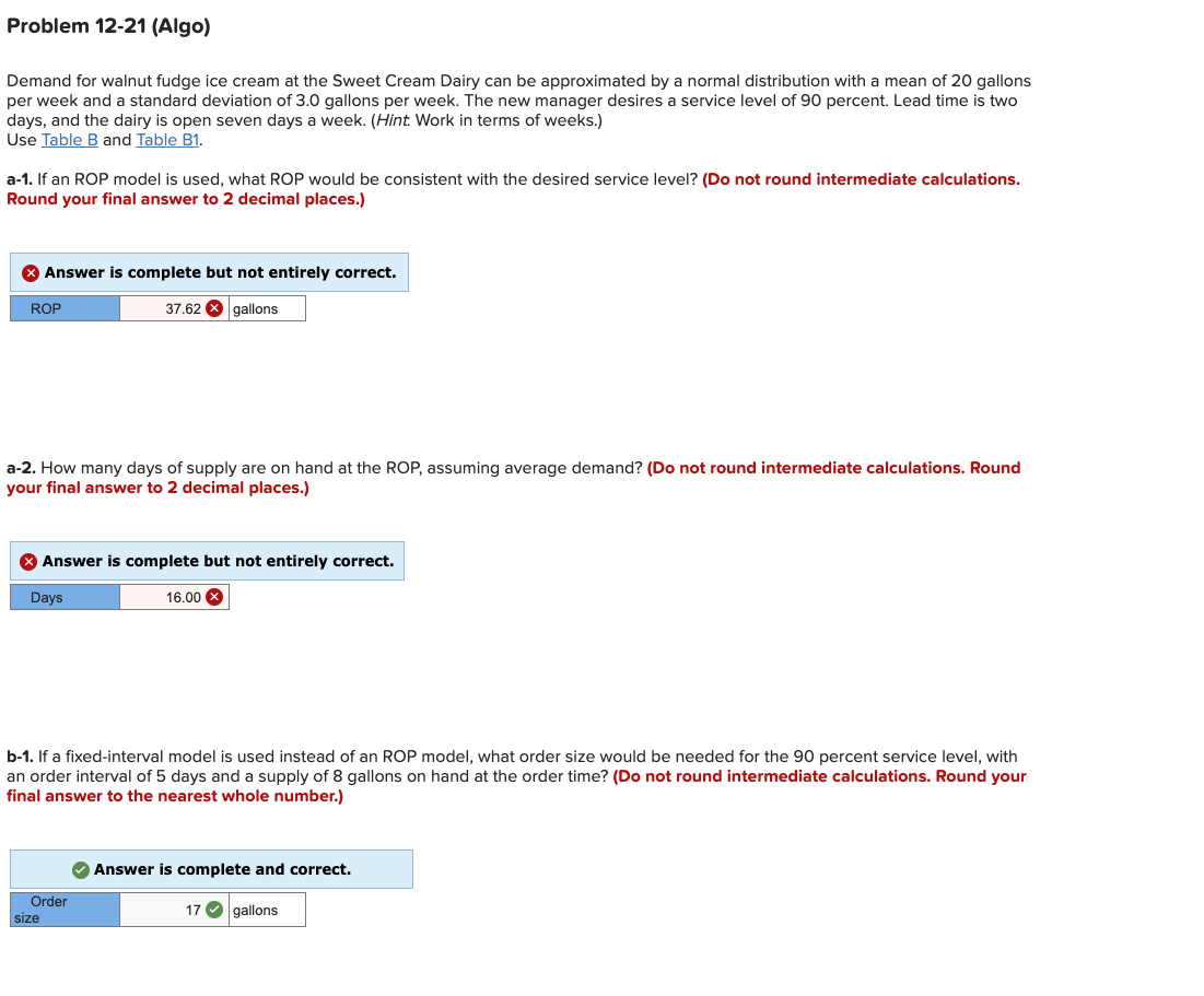  Problem 12-21(Algo) Demand for walnut fudge ice cream at the Sweet
