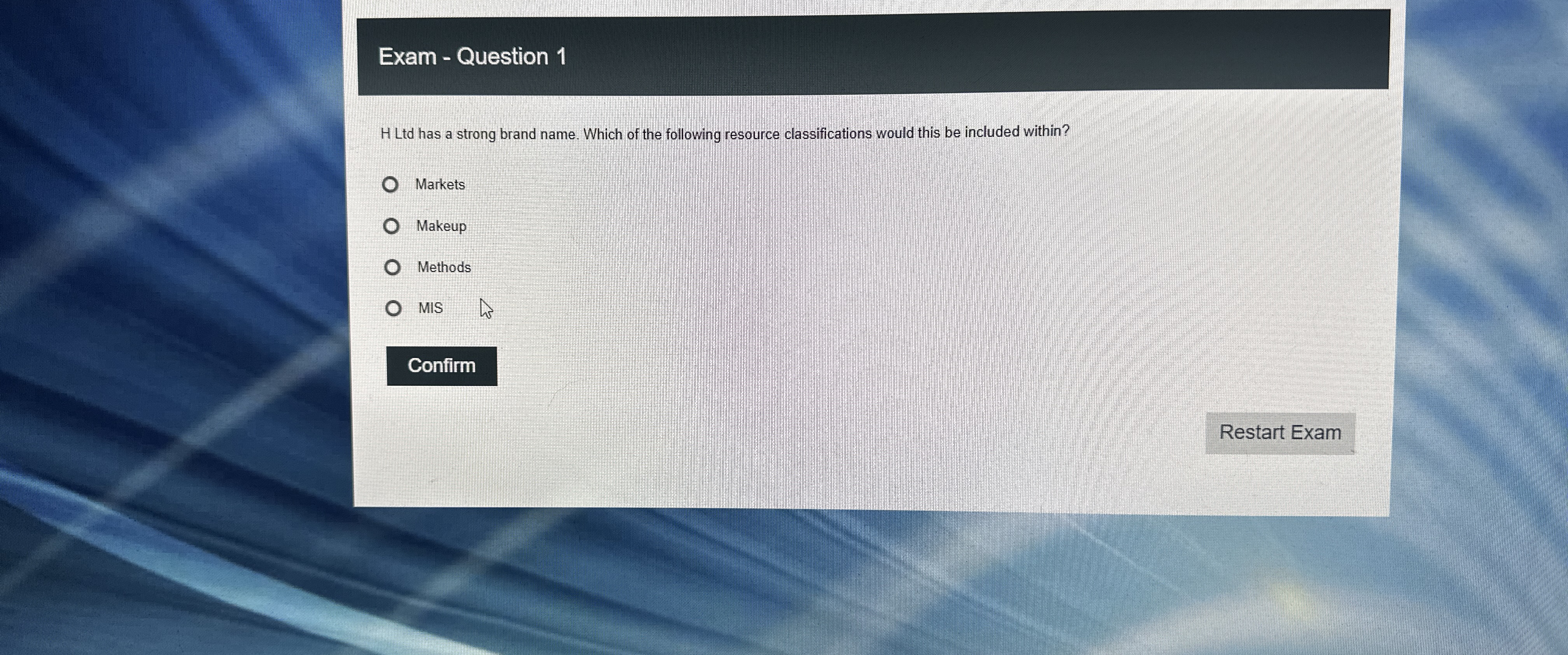  Exam - Question 1 H Ltd has a strong brand name.
