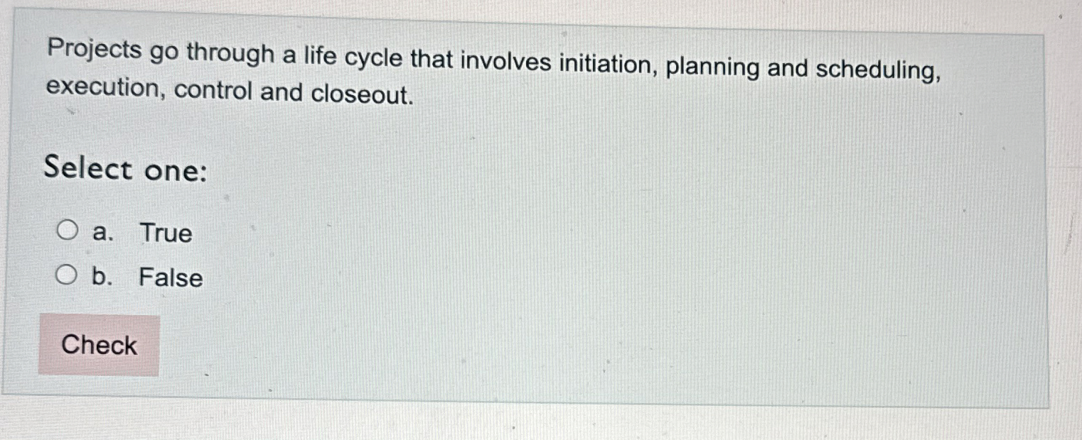  Projects go through a life cycle that involves initiation, planning and