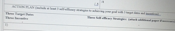  ACTION PLAN (include at least 3 self-efficacy strategies to achieving your