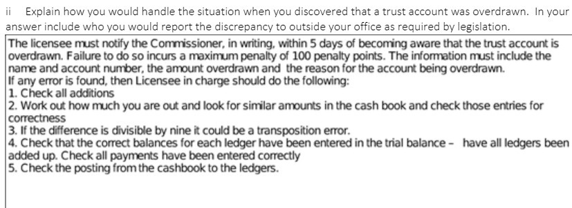  ii Explain how you would handle the situation when you discovered