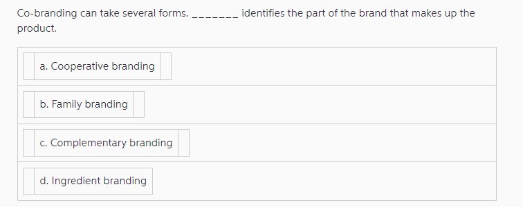  OPERATIONS MANAGEMENT 2Co-branding can take several forms. identifies the part of