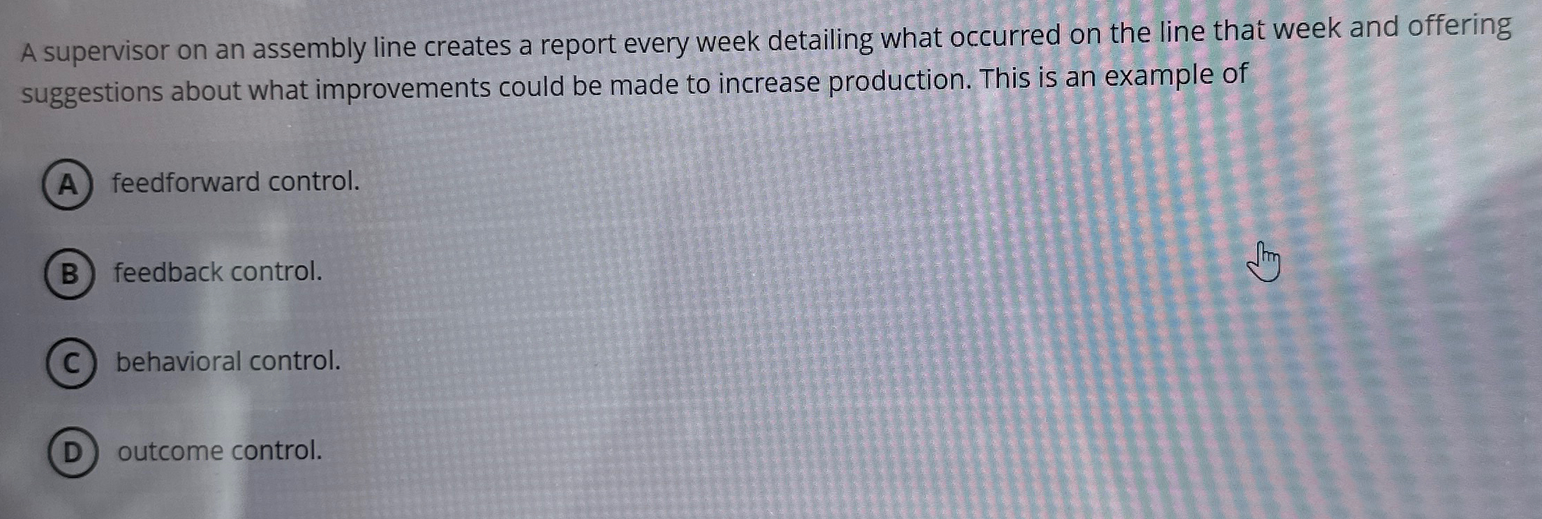  A supervisor on an assembly line creates a report every week