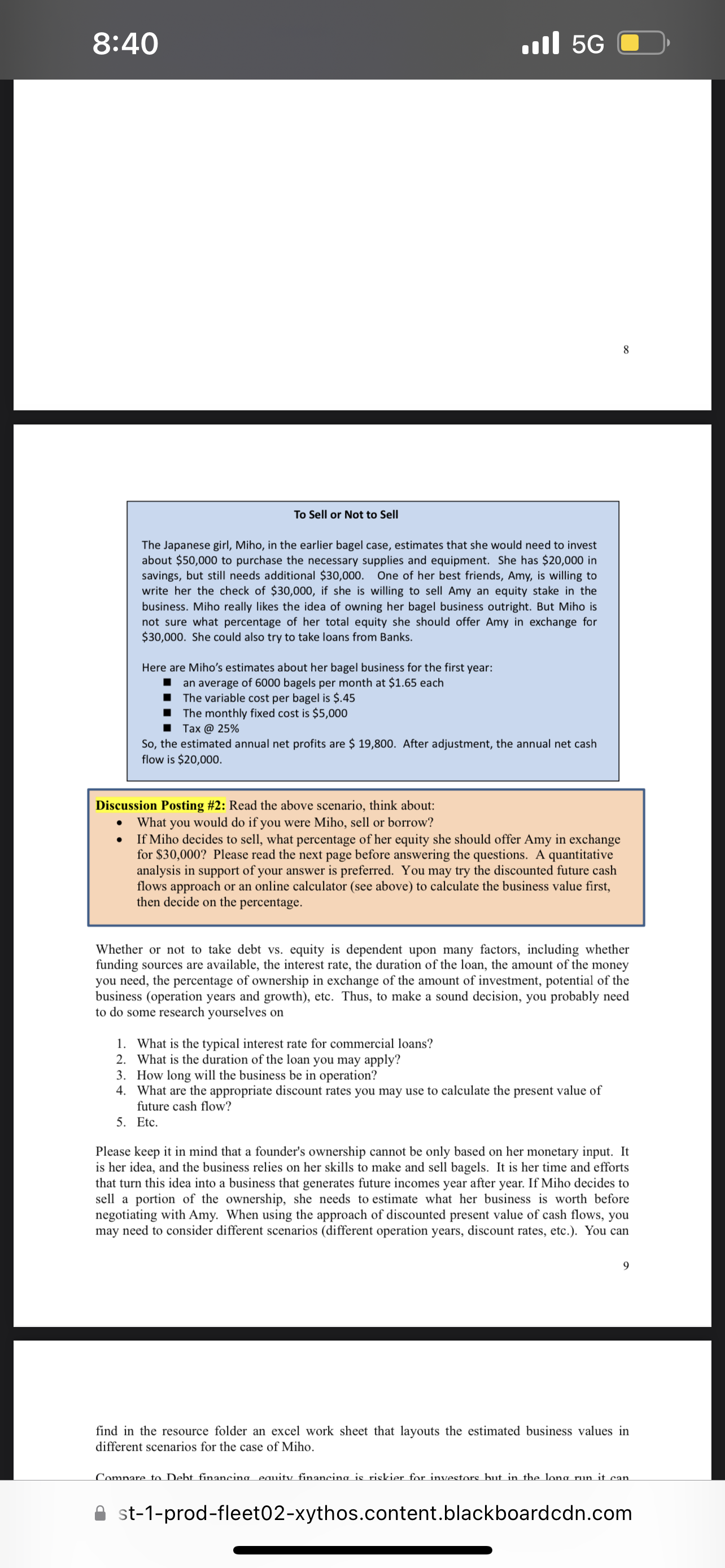Read the scenario on the teaching note p. 9, discuss the following