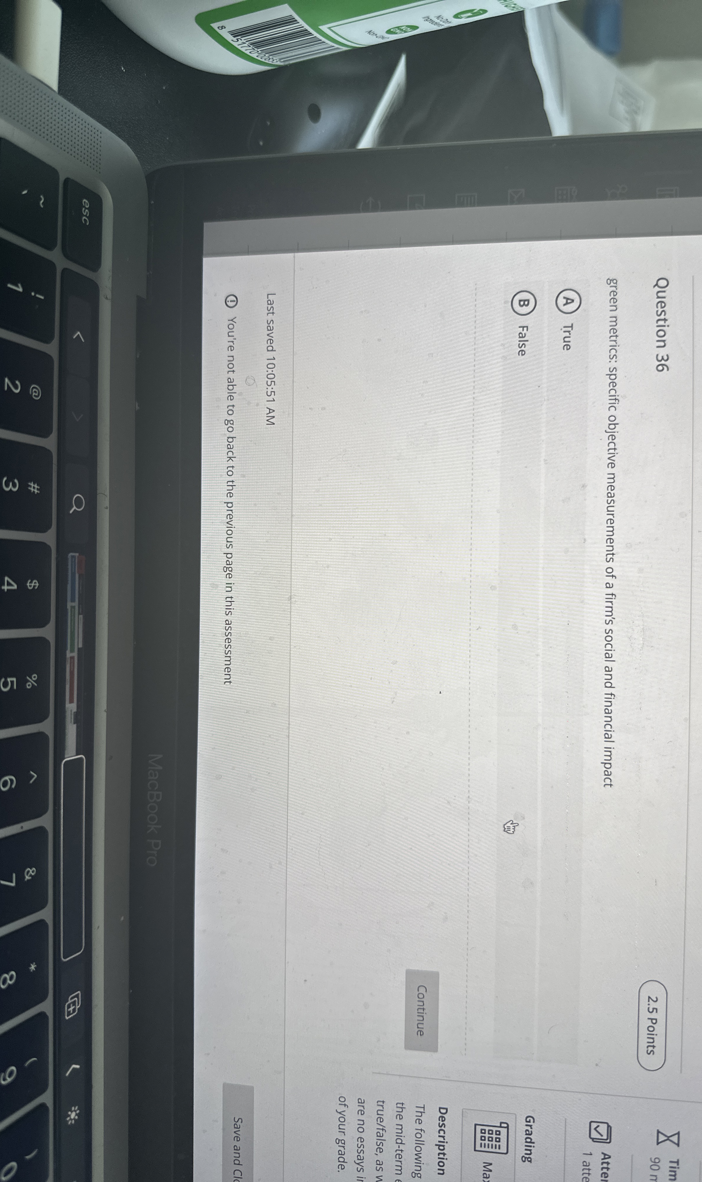  Question 36 2.5 Points green metrics: specific objective measurements of a