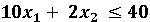 6x1+7x2=54 4x1+2x220 x2 unrestircted x10