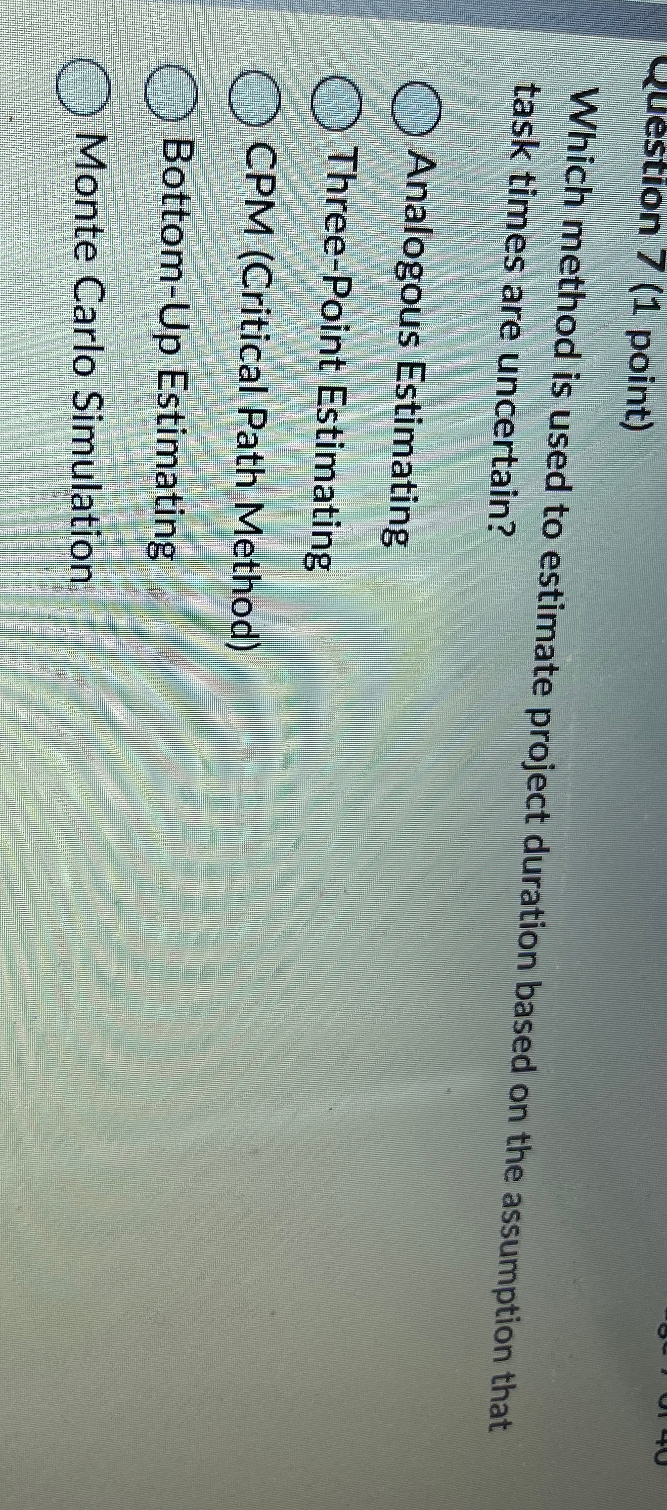  Which method is used to estimate project duration based on the