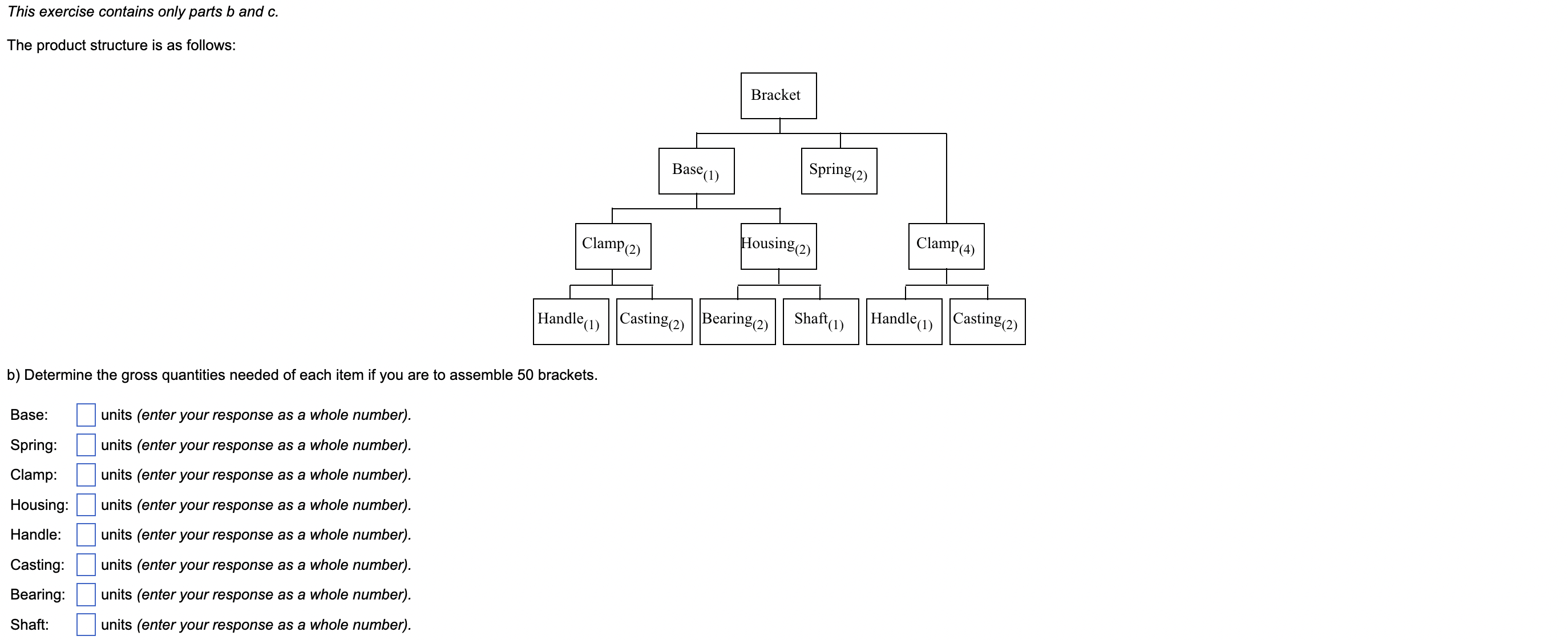  c) Compute the net quantities needed if there are 30 of