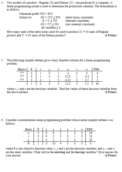 Please solve questions 4, 5, and 6. 4. Two models of a