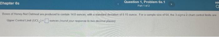  Upper Contrelimit (UCL;) punces (round your response to two decimal placen).