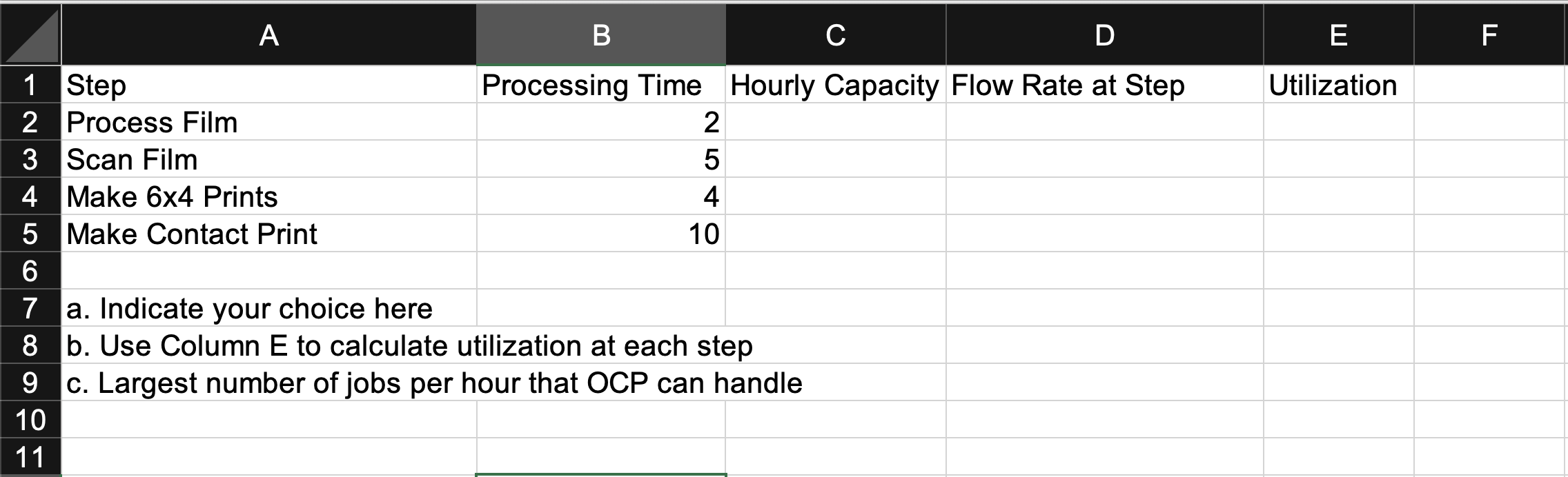 the Q4 sheet. Q4. OLD CITY PHOTOGRAPHICS (30 points, 10 for each