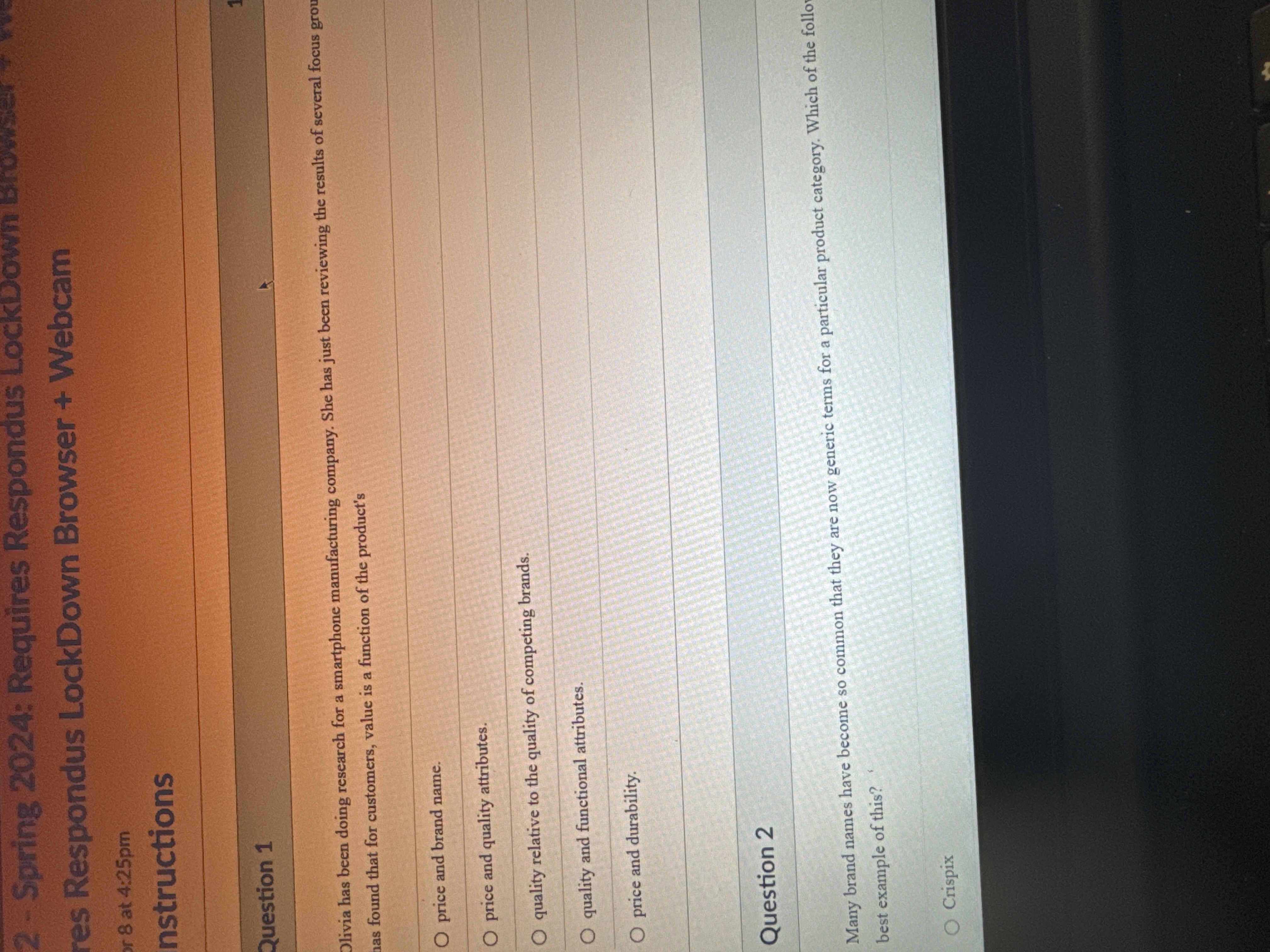  Question 1 Olivia has been doing research for a smartphone manufacturing