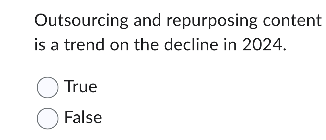  Outsourcing and repurposing content is a trend on the decline in