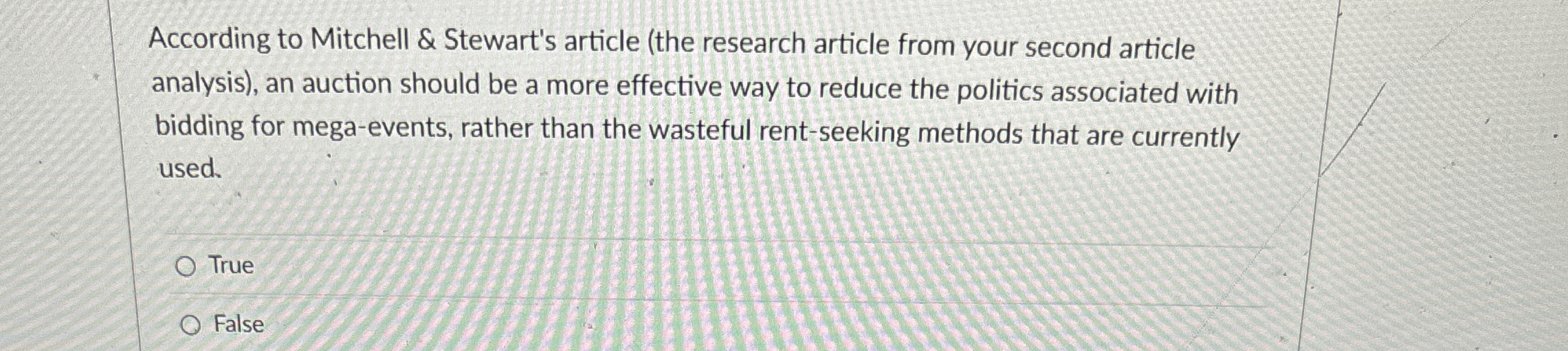  According to Mitchell & Stewart's article (the research article from your